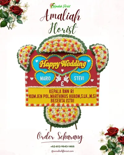 Karangan Papan Bunga Pernikahan di Cipamokolan
